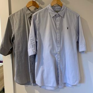 TWO men’s AllSaints Redondo half-sleeved shirts